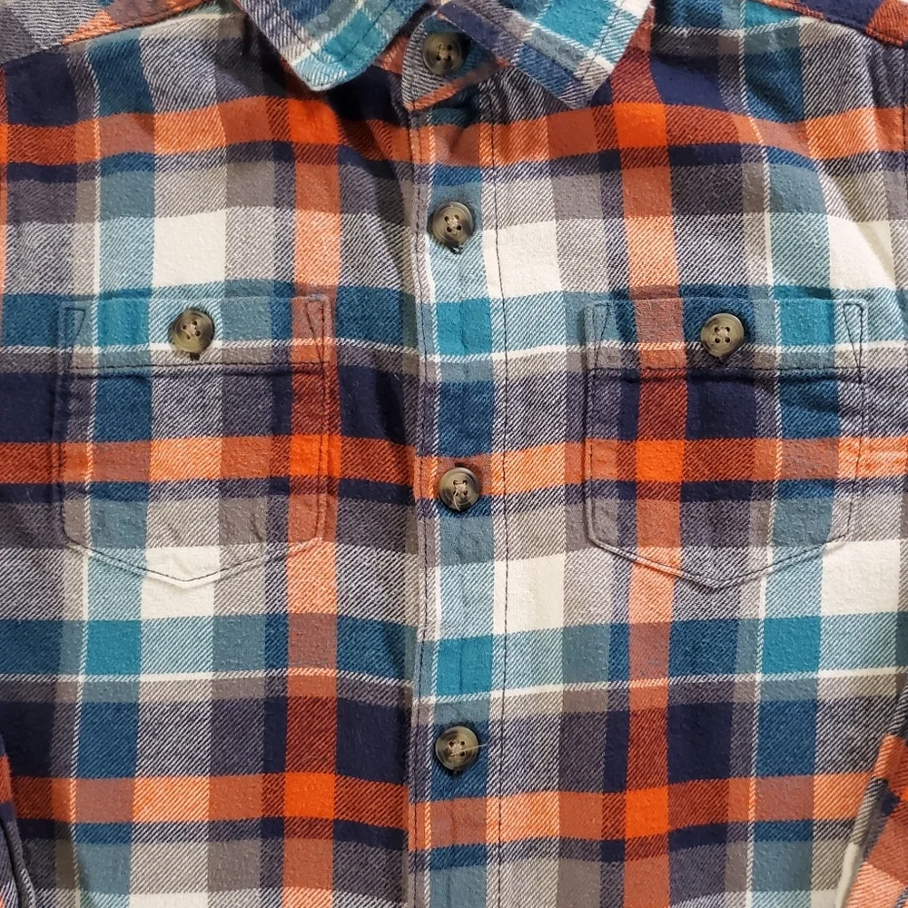 K1403 * Gymboree Boys Mountain Trail Plaid Flannel Button Down Shirt Size S 5/6